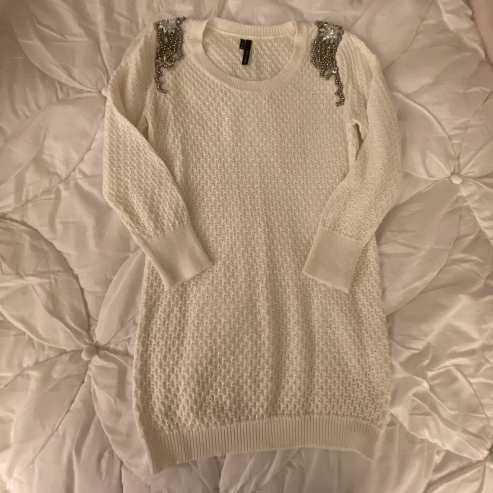 Maurices cream beaded sweater